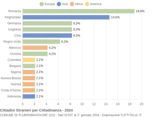 Grafico cittadinanza stranieri - Fluminimaggiore 2024