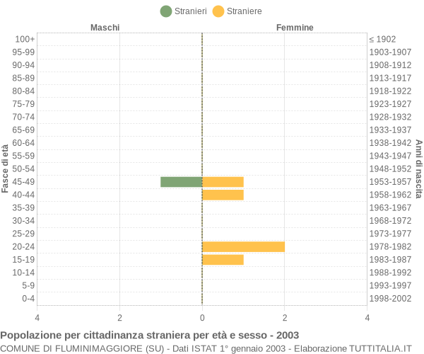 Grafico cittadini stranieri - Fluminimaggiore 2003