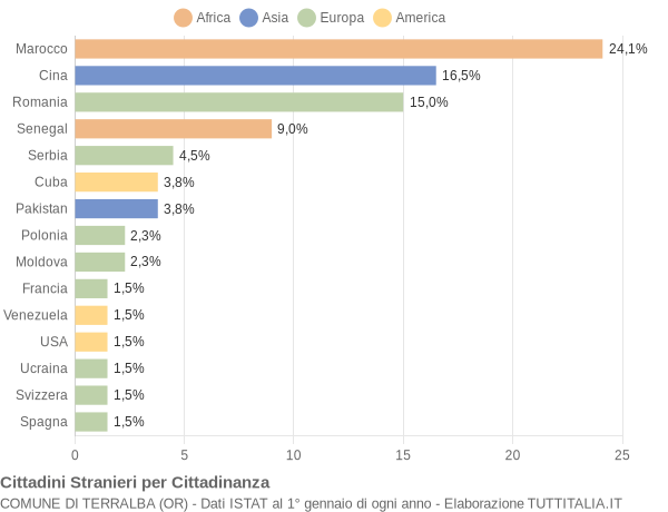 Grafico cittadinanza stranieri - Terralba 2011