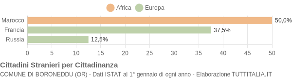 Grafico cittadinanza stranieri - Boroneddu 2006