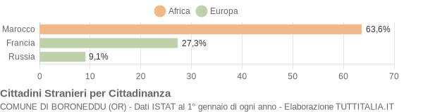 Grafico cittadinanza stranieri - Boroneddu 2008