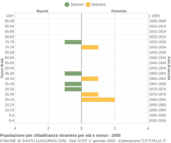 Grafico cittadini stranieri - Santu Lussurgiu 2005