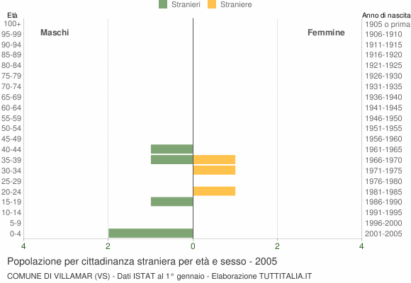 Grafico cittadini stranieri - Villamar 2005
