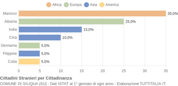 Grafico cittadinanza stranieri - Siliqua 2006