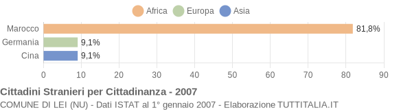 Grafico cittadinanza stranieri - Lei 2007