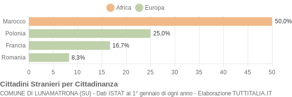 Grafico cittadinanza stranieri - Lunamatrona 2009