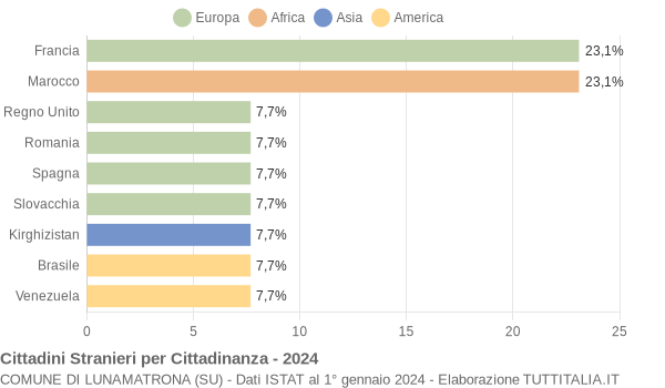 Grafico cittadinanza stranieri - Lunamatrona 2024