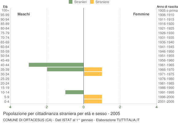 Grafico cittadini stranieri - Ortacesus 2005