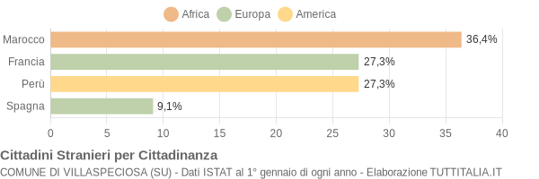 Grafico cittadinanza stranieri - Villaspeciosa 2007