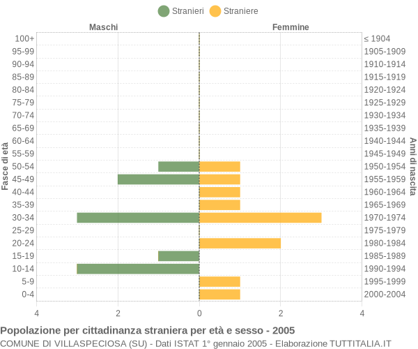 Grafico cittadini stranieri - Villaspeciosa 2005