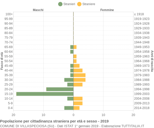 Grafico cittadini stranieri - Villaspeciosa 2019