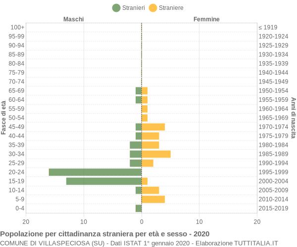 Grafico cittadini stranieri - Villaspeciosa 2020