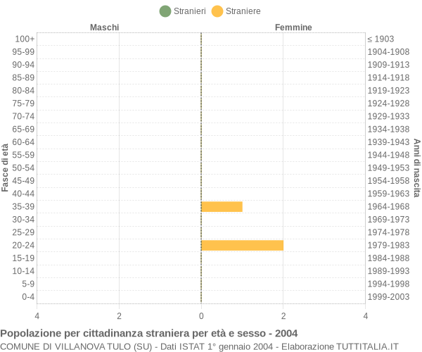 Grafico cittadini stranieri - Villanova Tulo 2004