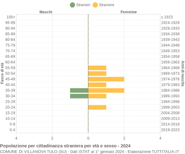 Grafico cittadini stranieri - Villanova Tulo 2024