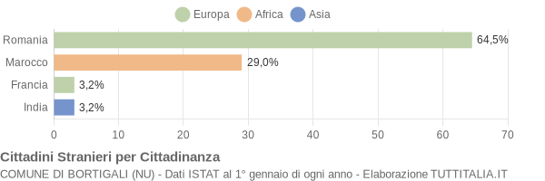 Grafico cittadinanza stranieri - Bortigali 2013