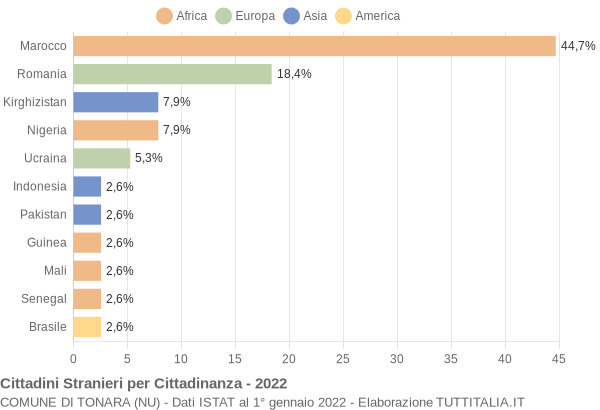 Grafico cittadinanza stranieri - Tonara 2022