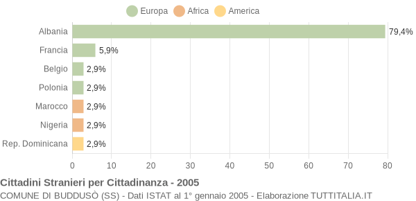 Grafico cittadinanza stranieri - Buddusò 2005