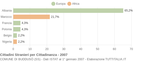 Grafico cittadinanza stranieri - Buddusò 2007