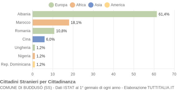 Grafico cittadinanza stranieri - Buddusò 2011