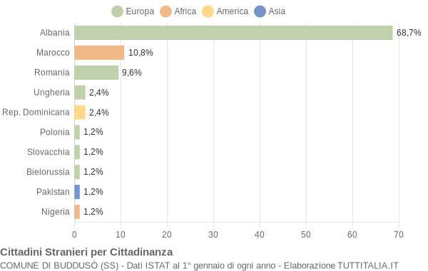 Grafico cittadinanza stranieri - Buddusò 2020