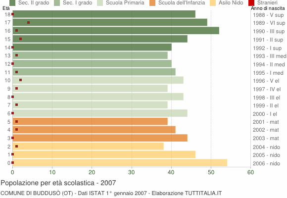 Grafico Popolazione in età scolastica - Buddusò 2007