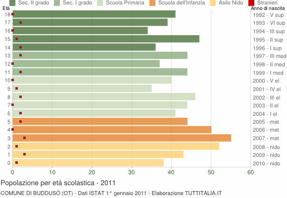 Grafico Popolazione in età scolastica - Buddusò 2011