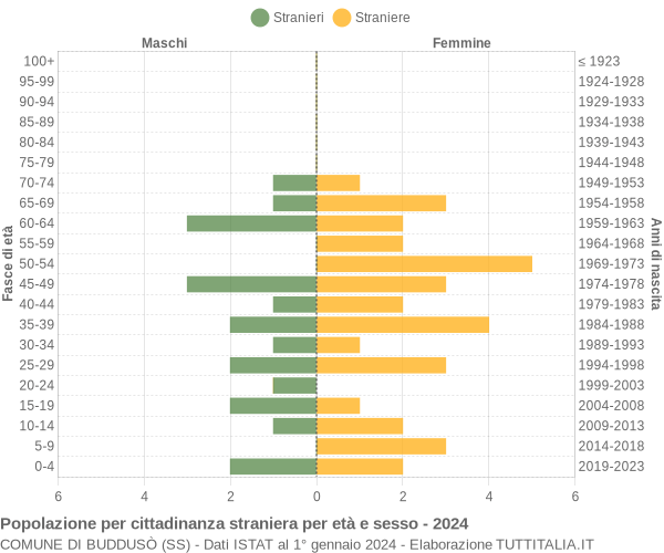 Grafico cittadini stranieri - Buddusò 2024