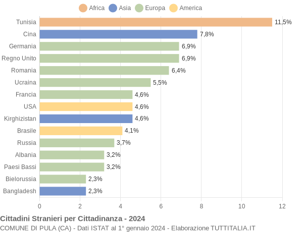 Grafico cittadinanza stranieri - Pula 2024