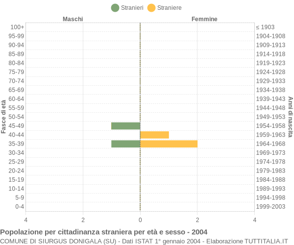 Grafico cittadini stranieri - Siurgus Donigala 2004