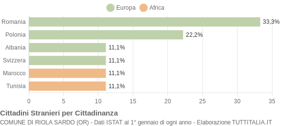 Grafico cittadinanza stranieri - Riola Sardo 2006