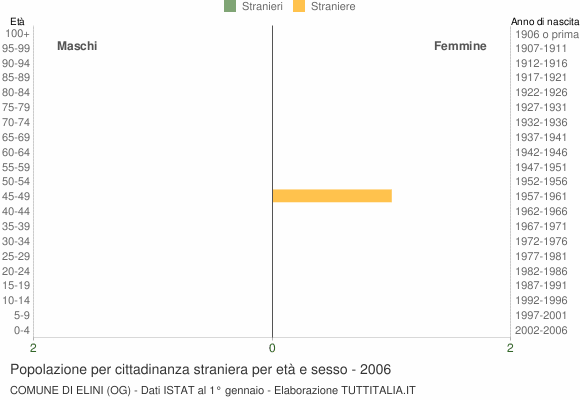 Grafico cittadini stranieri - Elini 2006
