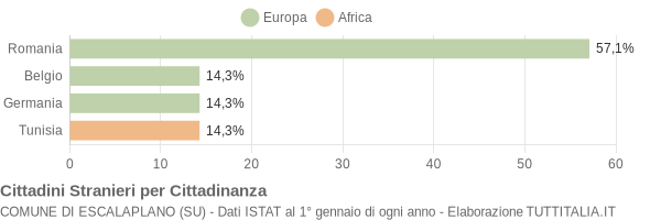 Grafico cittadinanza stranieri - Escalaplano 2021