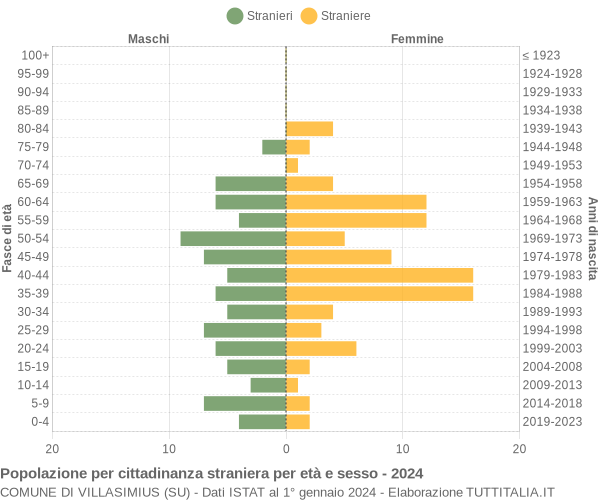 Grafico cittadini stranieri - Villasimius 2024