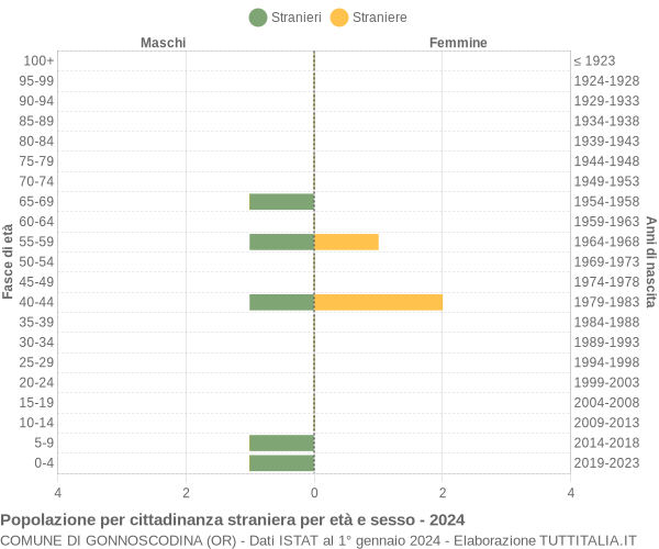 Grafico cittadini stranieri - Gonnoscodina 2024