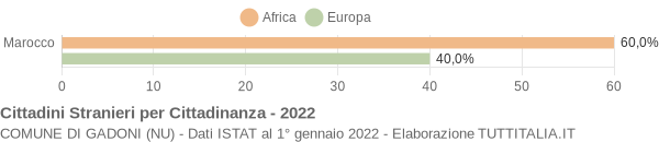 Grafico cittadinanza stranieri - Gadoni 2022