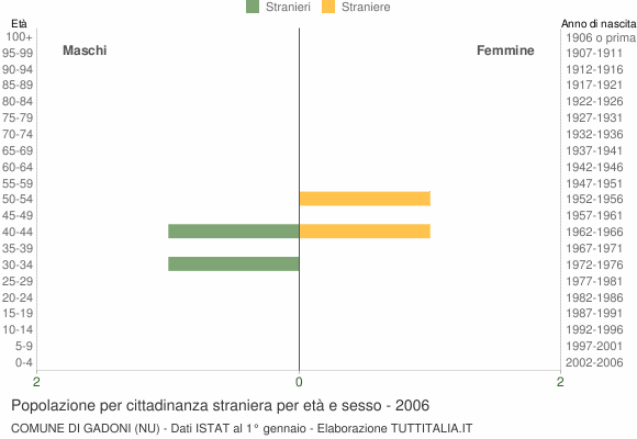 Grafico cittadini stranieri - Gadoni 2006