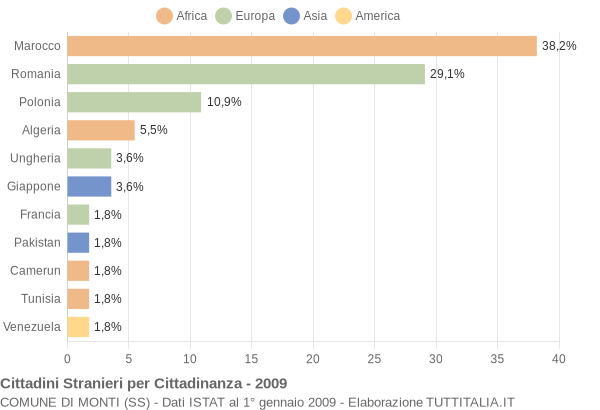 Grafico cittadinanza stranieri - Monti 2009