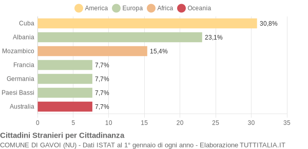 Grafico cittadinanza stranieri - Gavoi 2005