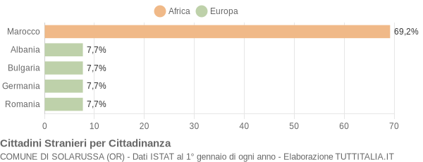 Grafico cittadinanza stranieri - Solarussa 2005