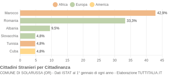 Grafico cittadinanza stranieri - Solarussa 2010