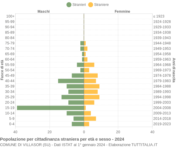 Grafico cittadini stranieri - Villasor 2024