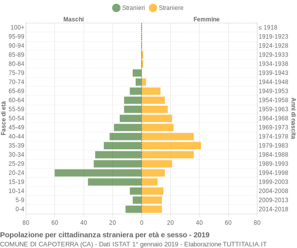 Grafico cittadini stranieri - Capoterra 2019