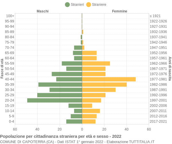 Grafico cittadini stranieri - Capoterra 2022