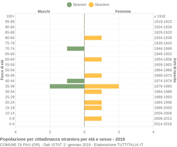 Grafico cittadini stranieri - Pau 2019