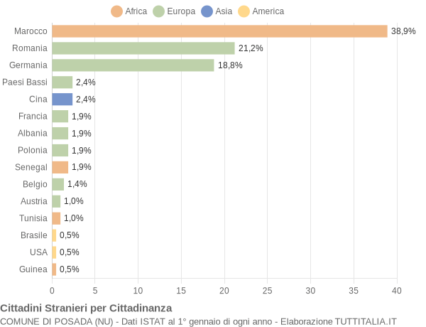 Grafico cittadinanza stranieri - Posada 2019