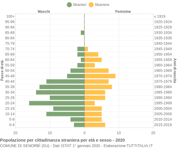 Grafico cittadini stranieri - Senorbì 2020