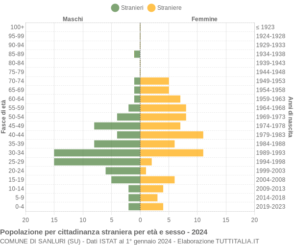 Grafico cittadini stranieri - Sanluri 2024