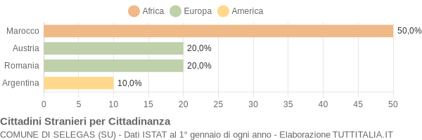 Grafico cittadinanza stranieri - Selegas 2009