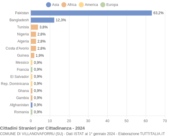 Grafico cittadinanza stranieri - Villanovaforru 2024