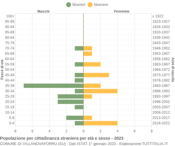 Grafico cittadini stranieri - Villanovaforru 2023